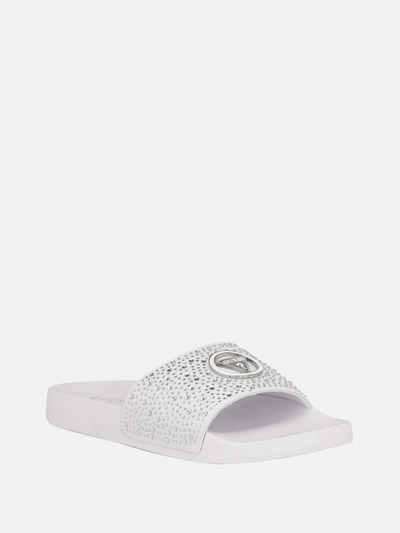 Shop Guess Factory Sillia Pool Slides In White