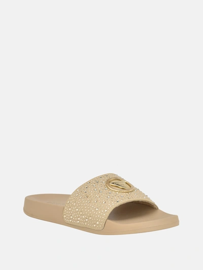 Shop Guess Factory Sillia Pool Slides In Gold