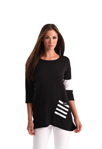 Shop Angel Stripe Pocket Flowy Tunic In Black/white In Multi