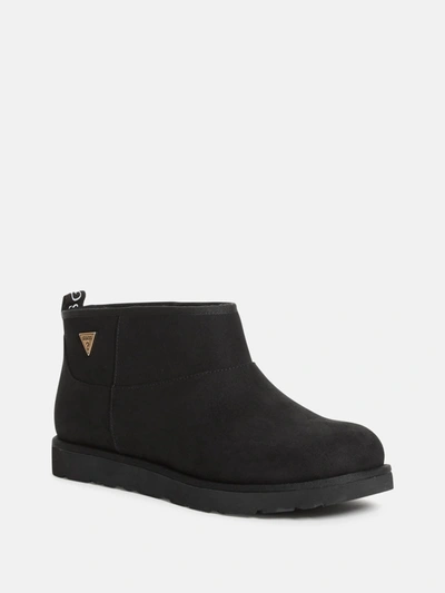 Shop Guess Factory Sylas Mini Shearling Boots In Black