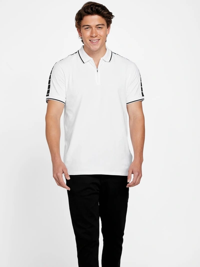 Shop Guess Factory Eco Nico Zip Polo In White