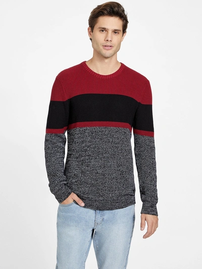 Shop Guess Factory Atlas Color-block Sweater In Red