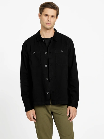 Shop Guess Factory Billy Twill Long-sleeve Shirt In Black