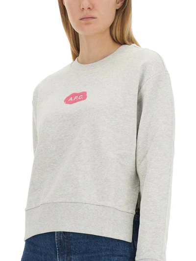 Shop Apc A.p.c. Sweatshirt With Logo In Grey