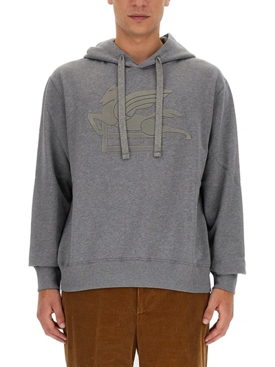 Shop Etro Pegasus Sweatshirt In Grey