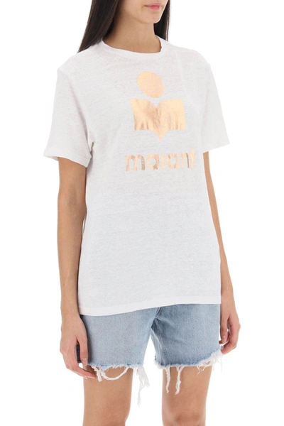 Shop Isabel Marant Étoile Isabel Marant Etoile Zewel T-shirt With Metallic Logo Print In White
