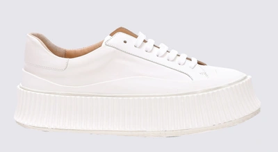 Shop Jil Sander White Leather Sneakers In Neve