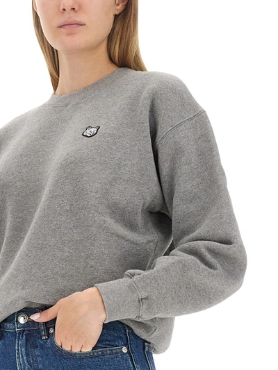 Shop Maison Kitsuné Sweatshirt With Fox Patch In Grey