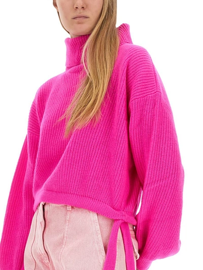 Shop Msgm Cropped Fit Shirt In Fuchsia