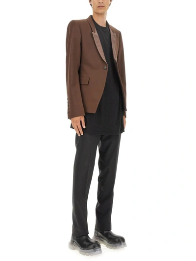 Shop Rick Owens Single-breasted Jacket In Brown