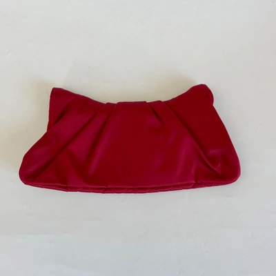 Pre-owned Chanel Red Quilted Satin Half Moon Clutch
