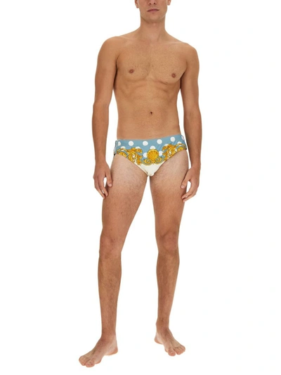 Shop Versace Seashell Baroque Beach Briefs In Multicolour