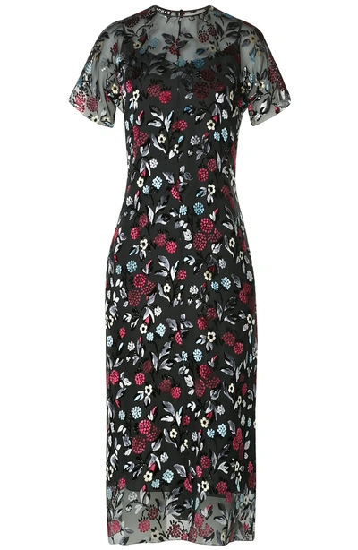 Rochas Embroidered Dress With Silk In Multicolored