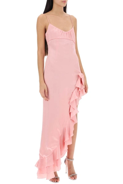 Shop Alessandra Rich Asymmetrical Dress With Frills In Pink