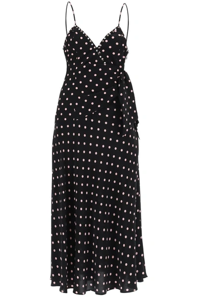 Shop Alessandra Rich Polka Dot Slip Dress With Studs And Rhinestones In Multicolor