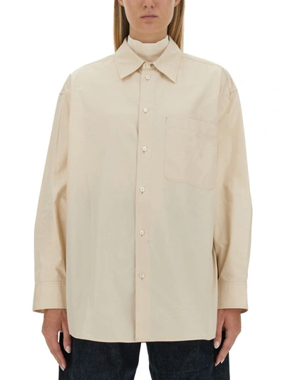 Shop Lemaire Long Shirt In Ivory