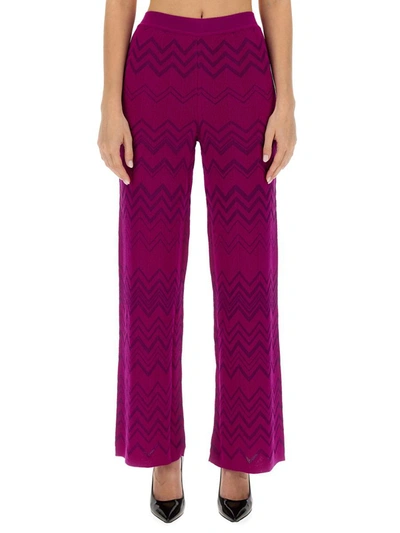 Shop Missoni Wool Blend Pants In Purple