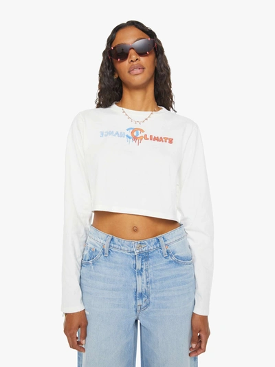 Shop Unfortunate Portrait Climate Change Long Sleeve Crop T-shirt (also In S, M,l, Xl) In White