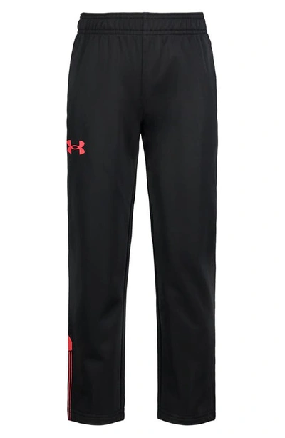 Shop Under Armour Kids' Logo Tapered Sweatpants In Black/ Red