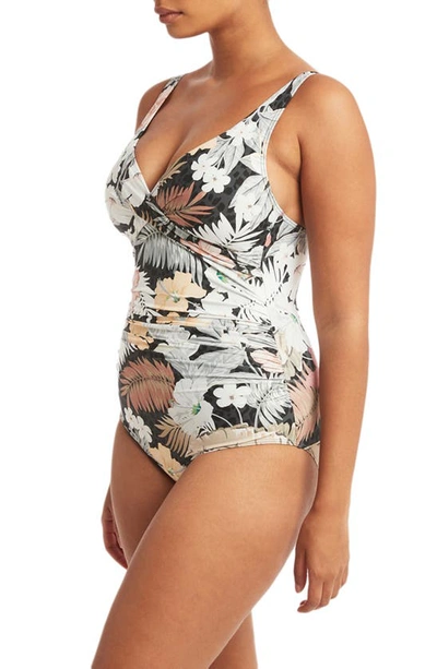 Shop Sea Level Calypso Cross Front Multifit One-piece Swimsuit In Charcoal