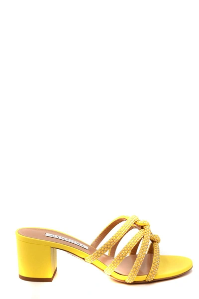 Shop Aquazzura Sandals In Yellow Ocher