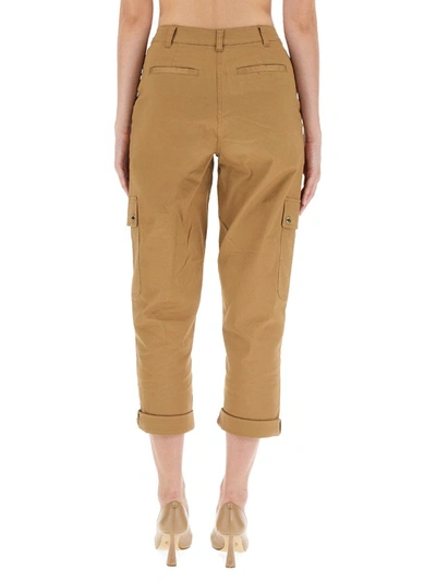 Michael Michael Kors Tapered Organic Cotton Cargo Trousers In Beige
