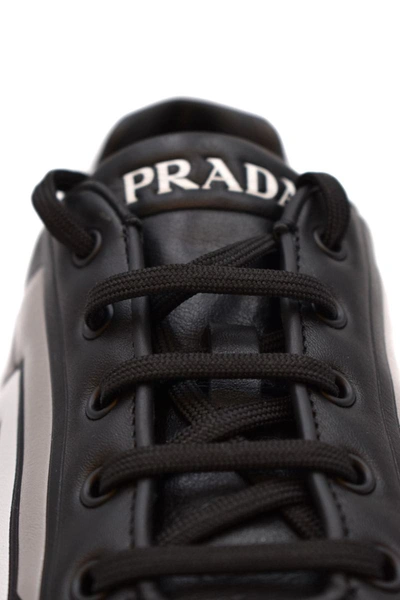 Prada Stylish Sneakers With Metallic Accents And Rubber Sole In Black