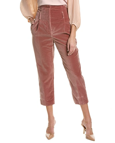Shop Brunello Cucinelli Pleated Velvet Pant In Pink