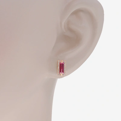 Shop Suzanne Kalan 14k Rose Gold Diamond And Pink Topaz Stud Earrings Pe690-rgpt In Multi