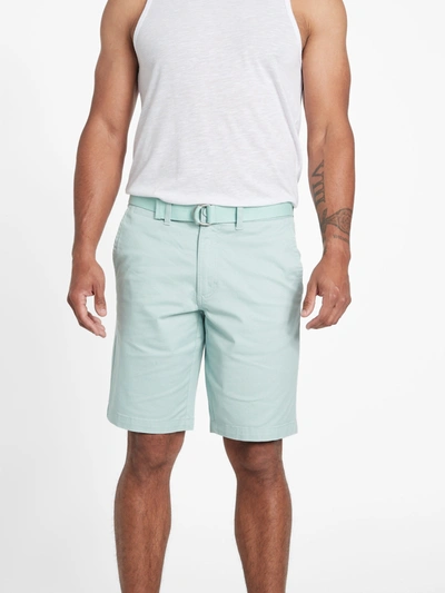 Shop Guess Factory Abel Stretch Flat-front Shorts In Green