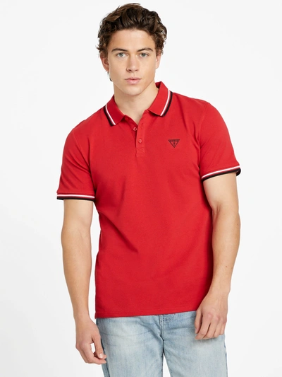 Shop Guess Factory Allen Polo In Red