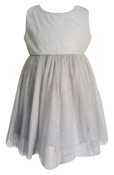 Shop Popatu Kids' Shimmer Tulle Overlay Party Dress In Grey