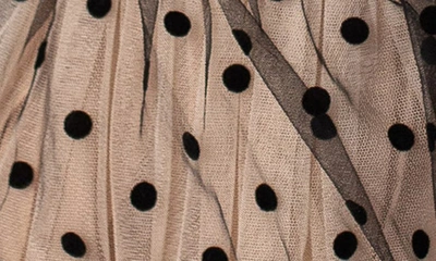Shop Popatu Kids' Polka Dot Ruffle Sleeve Tulle Party Dress In Ivory/ Black
