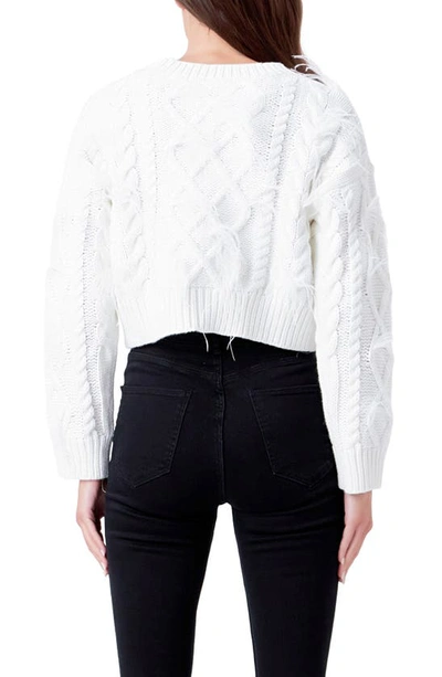 Endless Rose Women's Feather Detail Cropped Sweater In Cream