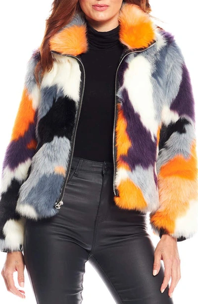Shop Donna Salyers Fabulous-furs Glow Up Faux Fur Jacket In Multi