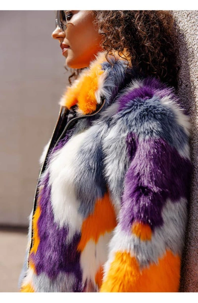 Shop Donna Salyers Fabulous-furs Glow Up Faux Fur Jacket In Multi