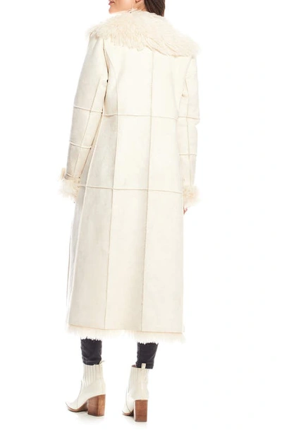 Shop Donna Salyers Fabulous-furs Donna Salyers Fabulous Furs Big Sky Faux Shearling Longline Coat In Ivory