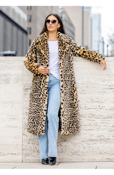 Donna Salyers Fabulous-furs Roam Free Leopard Print Faux Fur Coat In Multi
