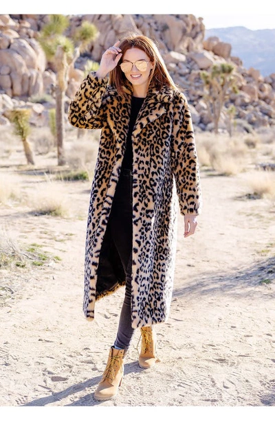 Donna Salyers Fabulous-furs Roam Free Leopard Print Faux Fur Coat In Multi