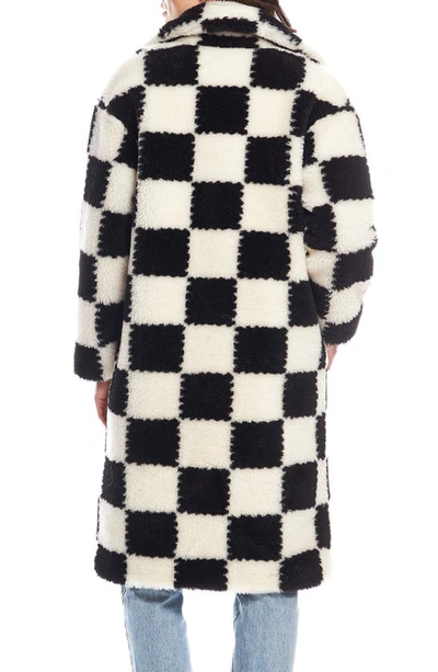 Shop Donna Salyers Fabulous-furs Checkmate High Pile Fleece Longline Coat In Multi