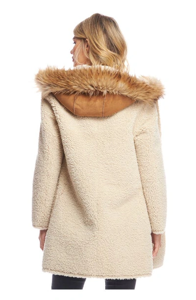 Shop Donna Salyers Fabulous-furs Donna Salyers Fabulous Furs Summit Reversible Faux Shearling & Faux Suede Coat With Faux Fur Trim Ho In Tobacco