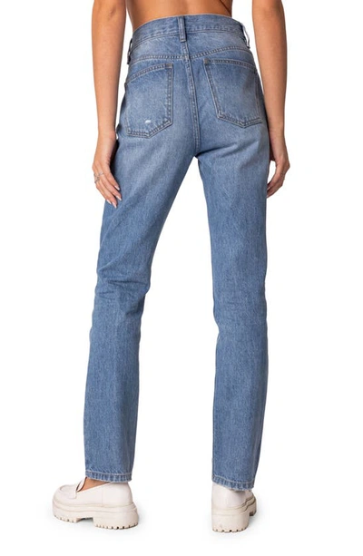 Edikted Women's Swift High Rise Straight Leg Jeans In Blue-washed