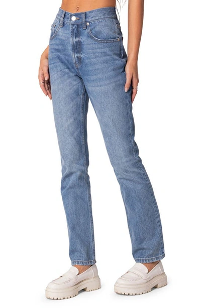 Edikted Women's Swift High Rise Straight Leg Jeans In Blue-washed