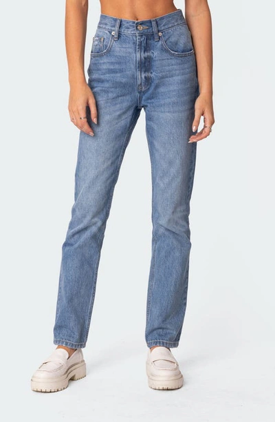 Edikted Women's Swift High Rise Straight Leg Jeans In Blue-washed