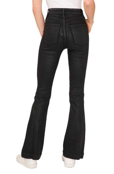 Cece Women's Coated Flare Jeans In Rich Black