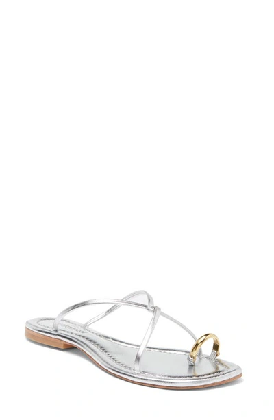 Shop Jeffrey Campbell Pacifico Slide Sandal In Silver Gold