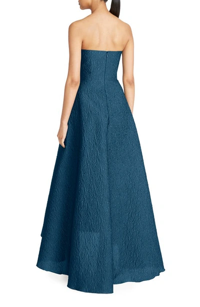 Shop Theia Imogen Texture Strapless High-low Gown In Moroccan Blue
