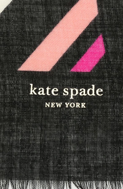 Shop Kate Spade Acrobat Plaid Wool Scarf In Black
