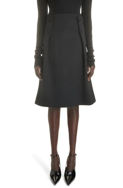 Shop Givenchy Buttoned Wool Tricotine Skirt In Black