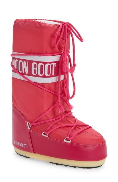Shop Moon Boot Icon Water Repellent  In Dark Pink